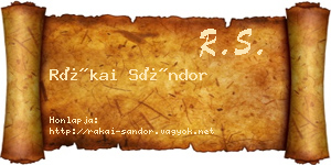 Rákai Sándor névjegykártya